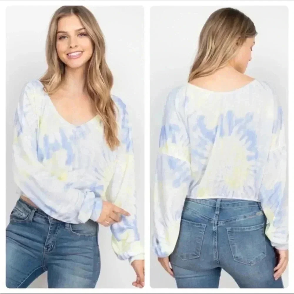 BNWT Tie-Dye Long Sleeve Crop Top